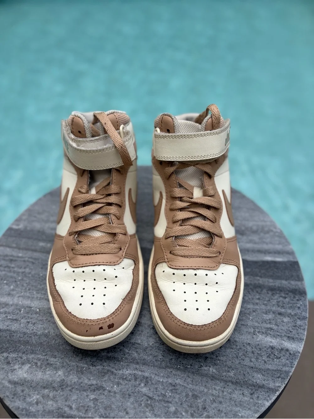 Nike Kids High-Top Sneakers - Tan & Cream